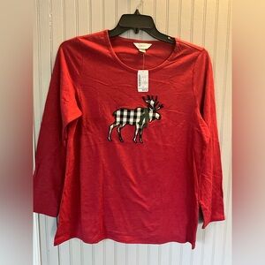 CJ Banks Red Top with Moose Accent..NEW!  Super cute. Size X.